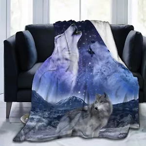 Dog Wolf Dolphin Fish Flamingo Flannel Bedspread Sofa Throw Blanket Holiday Gift - Picture 1 of 15