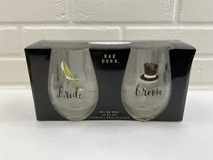 Juego de 2 vasos de vino transparentes sin tallos RAE DUNN conjunto de regalo nuevo en caja - Imagen 1 de 2