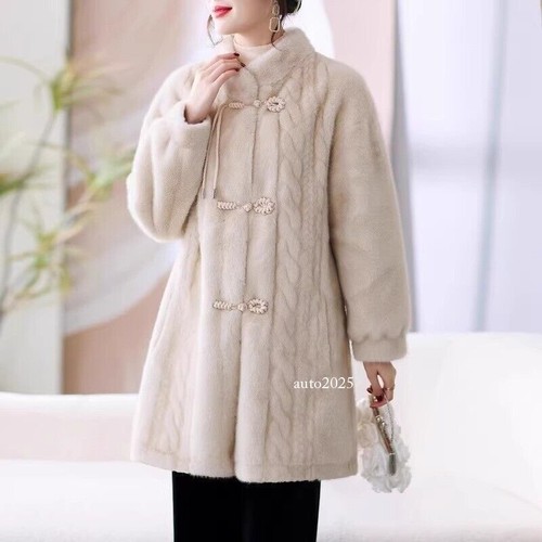 OFF WHITE Giacca pelliccia visone mamma invernale nuova donna invernale pelliccia visone caldo stand colletto cappotto