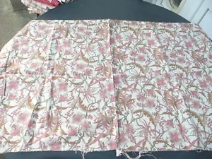 tissu ancien vintage en coton à décors de fleurs et de feuillages - Imagen 1 de 7