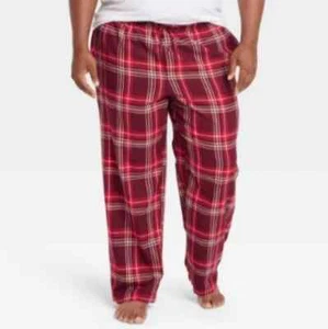 New! Men's Big & Tall Plaid Flannel Pajama Pants - Goodfellow & Co - Red - Picture 1 of 12