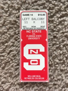 1993 NC State vs Florida State Seminoles Wolfpack NCAA Basketball Ticket ACC - Picture 1 of 2