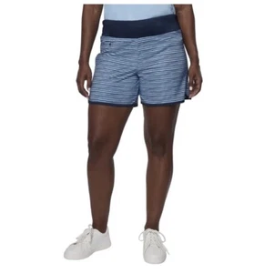 Hang Ten Women's NWT Large Blue Striped Lined Hybrid Swim Active Shorts UPF 50 - Picture 1 of 5