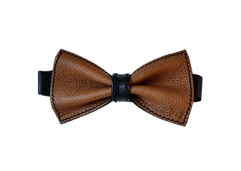 USKO PAJARITA DE CUERO COÑAC-NEGRO Reversible Correa Ajustable Pajarita NUEVA Foto 1 de 4