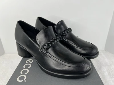 Ecco Sculpted LX 35 Black Leather Loafer Braided Block Heel Womens 8-8.5 /39 New - Image 1 of 4