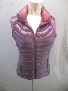 BERNARDO Size S Womens Burgundy Goose Down Nylon Full Zip Insulated Vest 870 - Picture 1 of 10