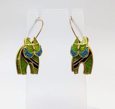 Pendientes Aro Colgante De Colección Edgar Berebi Gatos Articulados Gatito Tono Oro Verde Foto 1 de 4