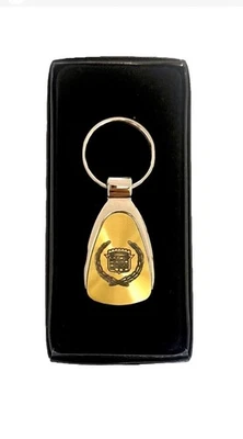 Old School Cadillac Keychain In Metal Gold Black Fill Can B Engrave On The Back Foto 1 de 4