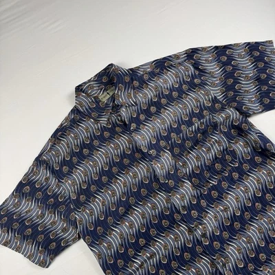 Camisa De Colección Robert Stock 100% Seda Patrón Floral Abotonada Para Hombre M Foto 1 de 4