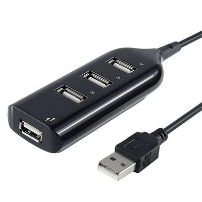 Hub splitter 4 porte USB 2.0 ad alta velocità nero per PC notebook computer - Immagine 1 di 4