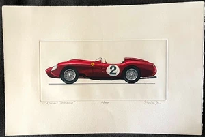Original colored Plate Etching, "1958 Ferrari Testarosa" Signed Numbered - Mint - Picture 1 of 4