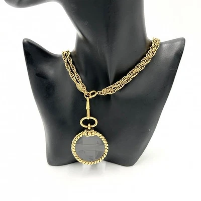 Auténtico collar de cadena larga accesorio lupa vintage marca CHANEL COCO  Foto 1 de 4