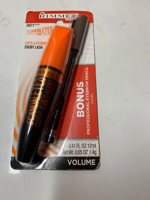 Rimmel ScandalEyes Curve Alert Mascara 001 Black+Hazel Eyebrow Pencil,New/Sealed - Image 1 of 2