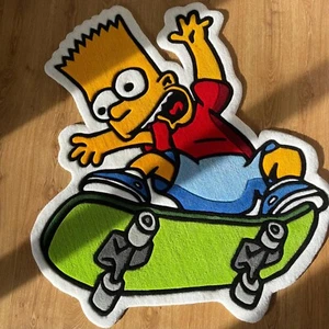 Bart on a Skateboard Tufted Wool Handmade Area Rug Carpet for Home Living Room - Picture 1 of 10