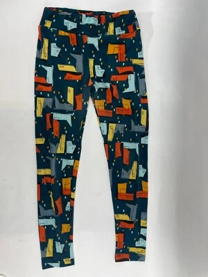 LuLaRoe Leggings Women's One Size Teal City Buildings Pull On Pants Waist Band Foto 1 de 4