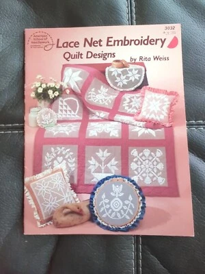 LACE NET EMBROIDERY QUILT DESIGNS Pattern Book 3032 American School Needlework - Image 1 of 3