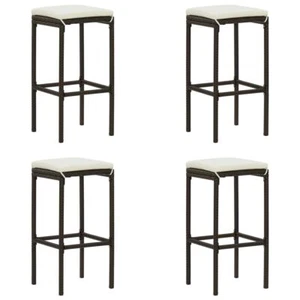 Bar Stools 4 Pcs PE Rattan Dining Stool Counter Chair Restaurant Pub Furniture - Picture 1 of 8