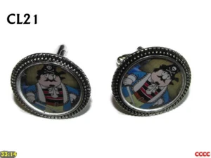 steampunk cufflinks silver Captain Pugwash cartoon pirate animation #CL21 - Bild 1 von 4