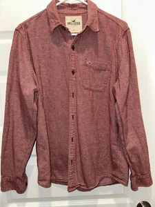 Hollister Shirt Mens Large Light Red Button Down Long Sleeve Stretch Casual - Picture 1 of 5