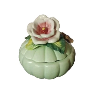 Grandiflora By Fitz And Floyd Green Candy Box With Lid - Picture 1 of 6