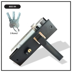 Door Lock Handle / Complete Door Handle Medium Size 20cm Round Square Black #hh - Picture 1 of 4