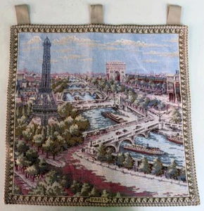 TAPESTRY/ TAPISSERIE GOBLYS / FRANCE PARIS SCENE WALL HANGING PARISIAN PICTURE - Picture 1 of 11