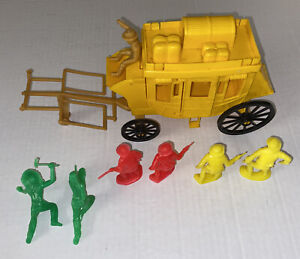 Vintage Processed Plastics Wells Fargo Overland Toy Stagecoach Indians Cowboys