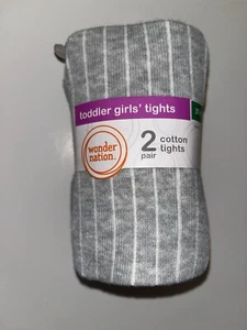 Wonder Nation Toddler Girls Tights 2 Pairs Light Gray and Navy Size 18-36 Months - Picture 1 of 2