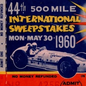  Indy 500 1960 Ticket Stub - "500 Mile Intl. Sweepstakes" $2 Adm. #4256 - Picture 1 of 3