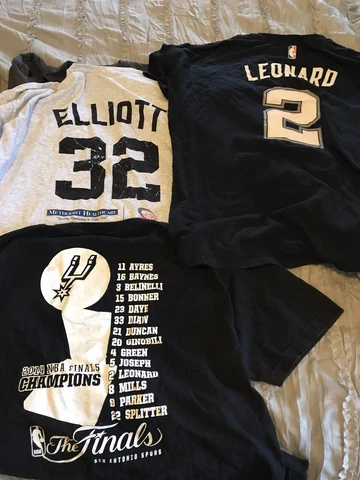 SAN ANTONIO SPURS Basketball Size 2XL Shirt Lot of 4 Sean Elliott KAWHI LEONARD Cover