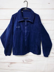 Columbia Mens Fleece Jacket Size L Navy Blue Full Zip Long Sleeve Zipped Pockets - Picture 1 of 10