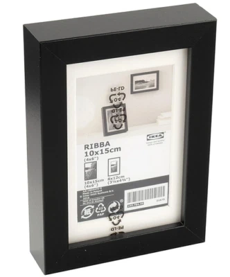 RIBBA IKEA 10x15 Bilderrahmen Deko Foto Passepartout schwarz längs/quer Halter - Bild 1 von 2