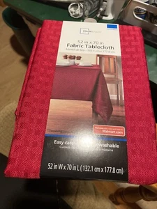 Mainstays Holiday/Christmas Fabric Tablecloth , 52"W X 70"L, Red - Picture 1 of 1