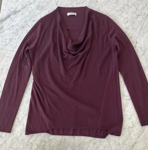 Babaton Aritzia Damen 100% Merinowolle rot weinrot Wasserfallausschnitt Pullover Gr. M Büro - Bild 1 von 8