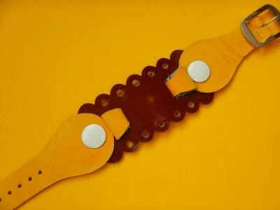 15 mm 16 mm BRACELET SIXITIES JAUNE LANIERE "DE FORCE" POUR ANSES FIXES SOUDÉES - Photo 1/4