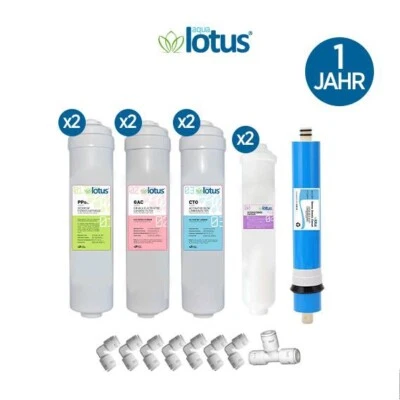Aqualotus Ersatzfilter 5 Stufen 1 Jahr Umkehrosmose Wasserfilter Quick 8 tlg. - Bild 1 von 4