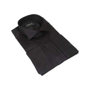 Camisa de esmoquin para hombre FAMOZO Turquía 100 % algodón puños franceses punta de ala FA3 negra - Imagen 1 de 10