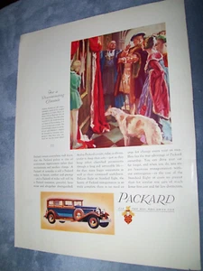 Anuncio de coche Packard 1928 sedán gran cargador - Enrique VIII con perro Borzoi - Imagen 1 de 1