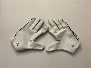 Virginia UVA Cavaliers Football Game Worn Nike White Blue Football Gloves 3XL - Picture 1 of 2