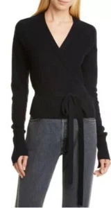 Helmut Lang Strap Cashmere Wrap Cardigan Size M Navy Blue $395 Mint - Picture 1 of 10