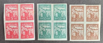 Latvia, Latvija, Sc 49-51; Mi 25y-27y; MH/* Unwmk./oWz Pelure papier block - Image 1 of 2