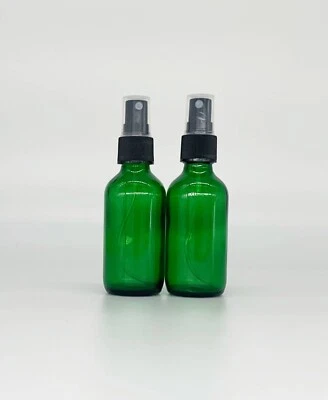 2-(Dos) BARRAPATA DE ACEITE ESENCIAL DE VIDRIO VERDE 2 OZ Boston con BOTELLAS PULVERIZADORAS NEGRAS  Foto 1 de 4