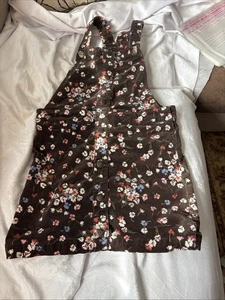 Girls Gymboree Western Skies Brown Floral Corduroy Jumper Size 7 - Picture 1 of 3