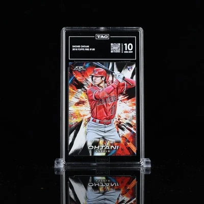 2018 Topps Fire #150 Shohei Ohtani RC Rookie TAG 10 - Image 1 of 3