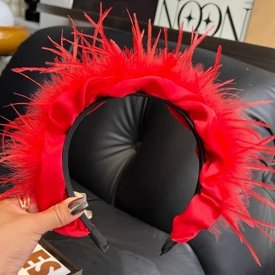 Diadema de pluma de avestruz real para mujer banda para el cabello aro para el cabello decoración regalo Foto 1 de 4