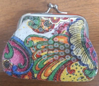 Винтажная маленькая сумочка для мелочи с блестками  - Изображение 1 из 4