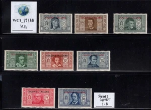 WC1_19588. ITAL. COL.:GENERAL EMISSIONS. 1932 DANTE short set. Sc. 1-8 MH - Picture 1 of 1