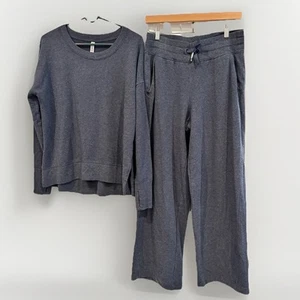 Athleta Womens Balance Pullover Sweater And Balance Lounge Pants Medium Blue - Picture 1 of 8