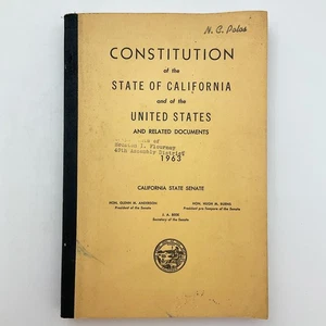 Constitution of California State Senate Softcover Book 1963 - Picture 1 of 22