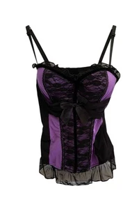 Corset Bustier Purple Black Lace Sz S Black Fushsia By Secret Lace Goth Romantic - Picture 1 of 6